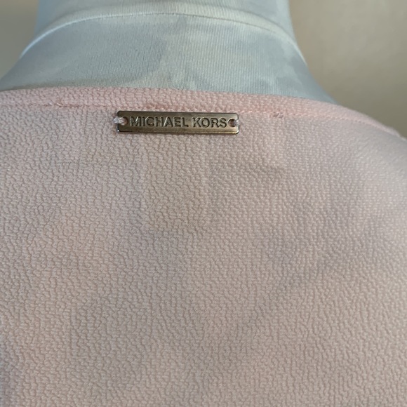Michael Michael Kors Blouse Pink V-Neck Ruffle Sleeve Classic Crepe Knit Layer - Picture 6 of 10